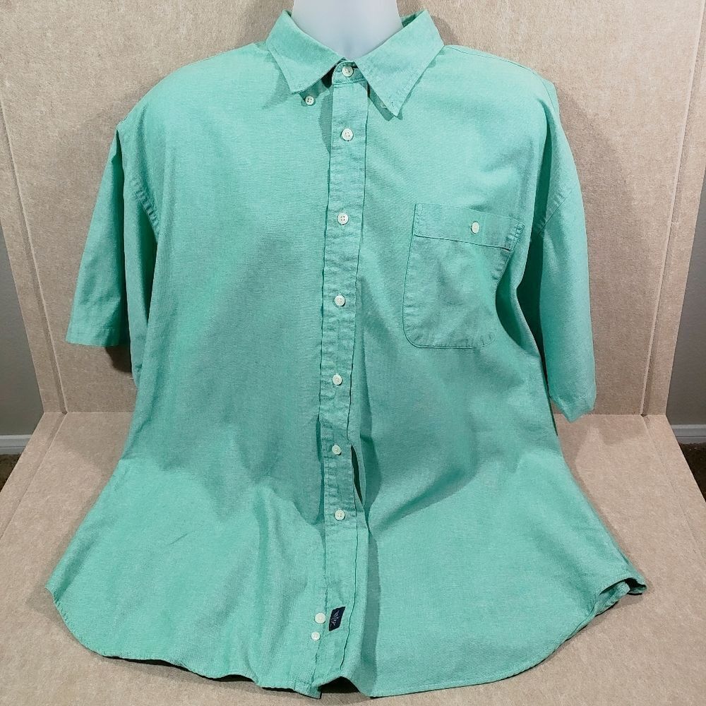 Levi's Dockers Men's Green Button-Up Short Sleeve Shirt #1